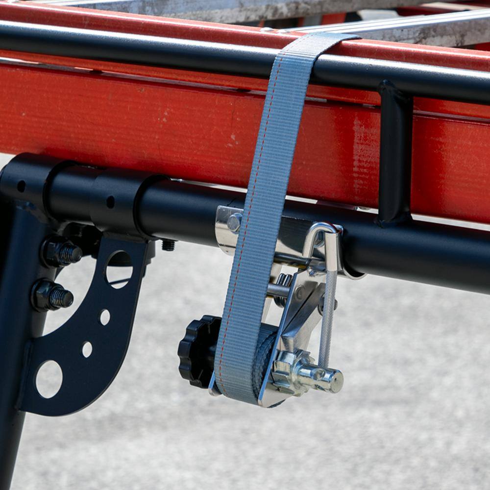 1-1/2 in. x 7 Foot Stainless Steel Ladder Rack Ratchet Tie Down Tube Mount with Double J Hooks - Hercitys