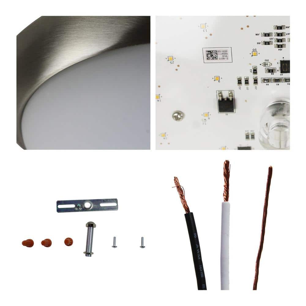 13 in. 180-Watts Transitional Brushed Nickel Integrated LED Flush Mount with Frosted Glass Shade - Hercitys