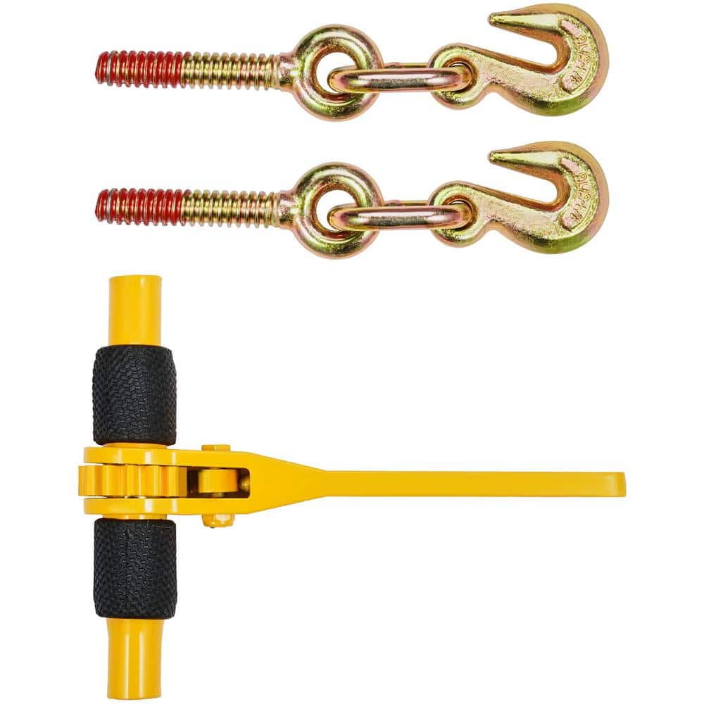 1/4-5/16 in., 2600 lbs. Ratchet Chain Binders, Safe Working Load, Tie Downs 4 Pack Load Binder with 2 Grab Hooks - Hercitys