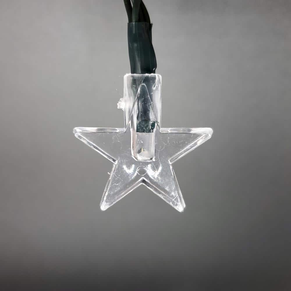 30-Light 13 ft. White Stars Solar String Light - Hercitys