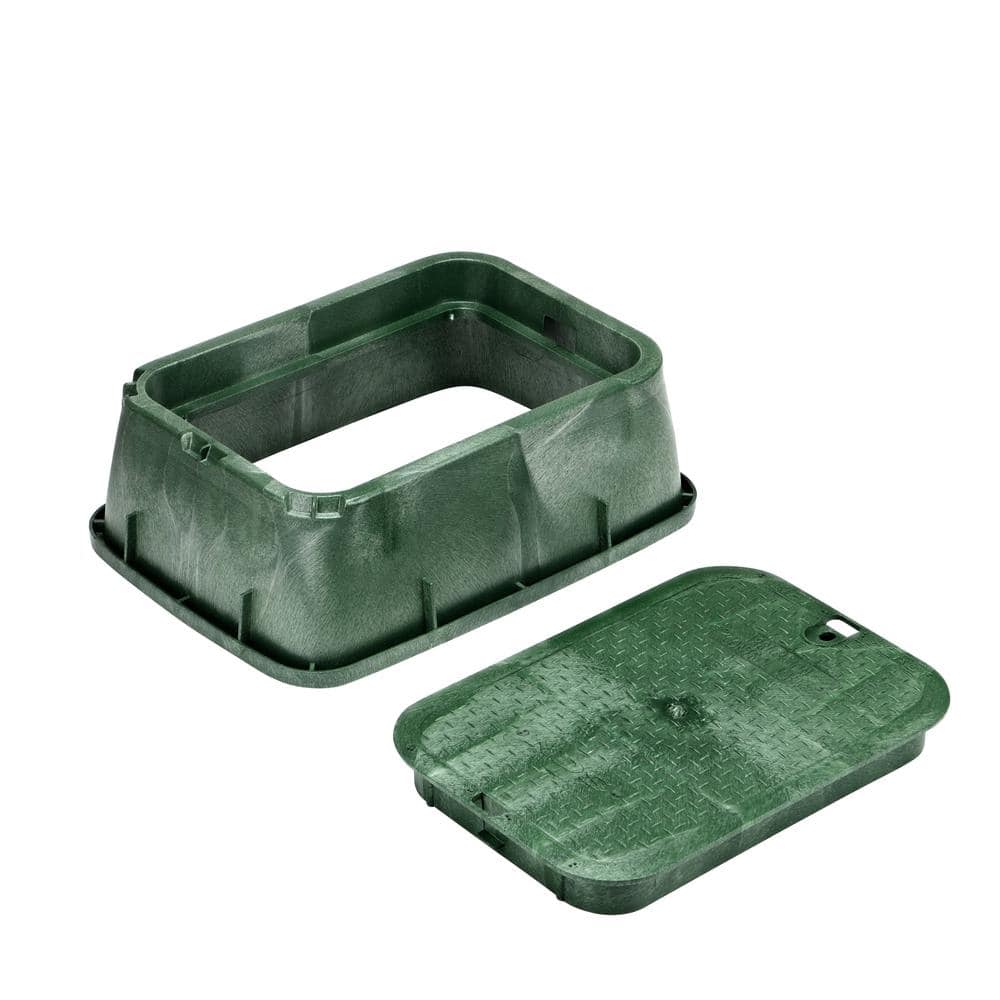 14 in. X 19 in. Rectangular Standard Series Valve Box Extension & Cover, 6-3/4 in. Height, Green Box, Green ICV Cover - Hercitys