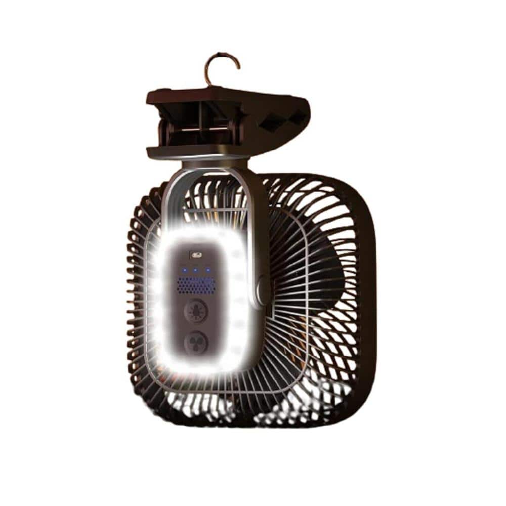 20000mAh Rechargeable Portable Clip-On 8 in. 4 Fan Speeds Desk Fan in Black with LED Light, Quiet and 78 Hours Work Time - Hercitys