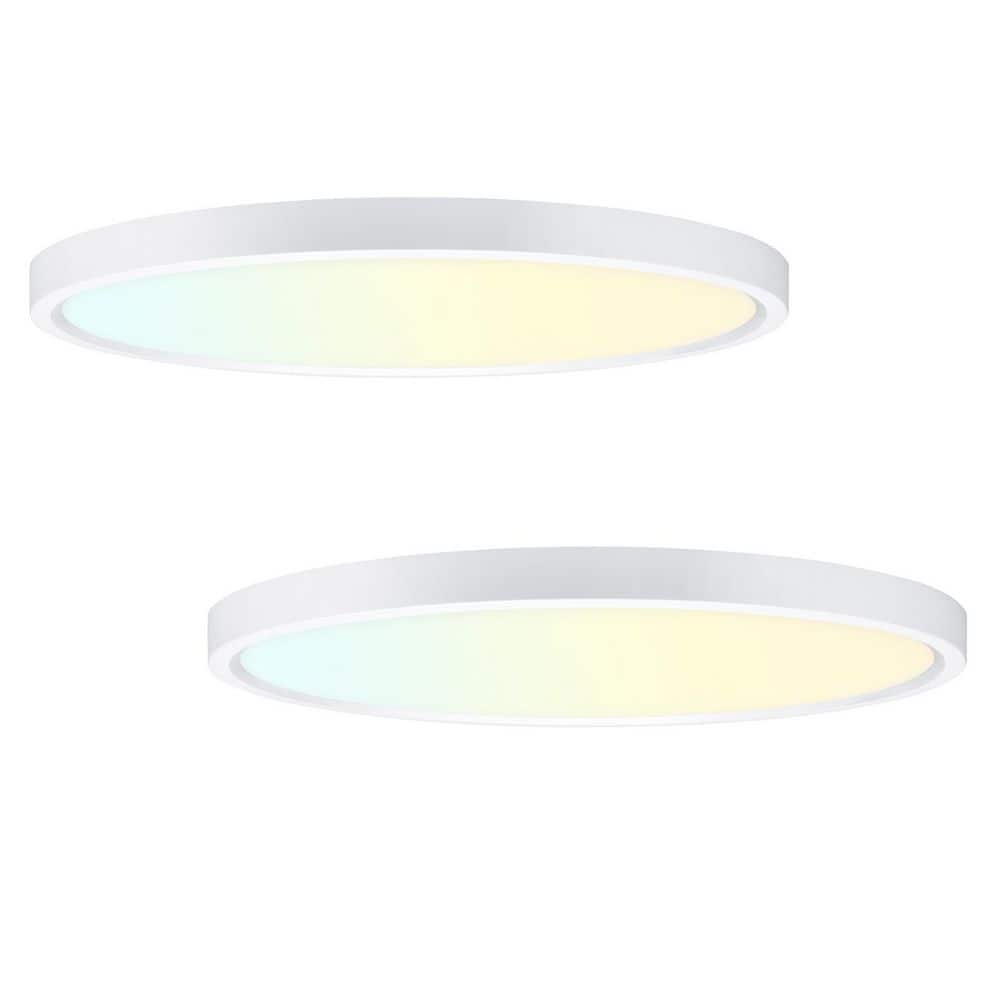 24 in. White Integrated LED Flush Mount Light Super Narrow Frame Slim LED Ceiling Light with 5 CCT Selectable (2-Pack) - Hercitys