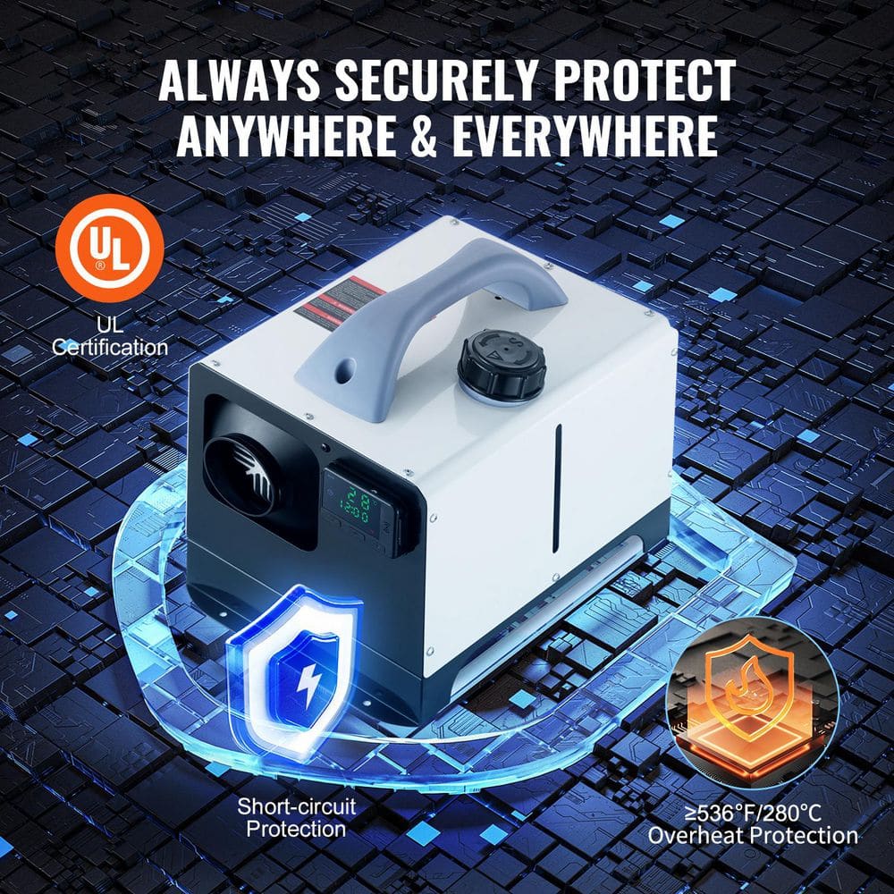 5-8 KW Diesel Heater Diesel Air Heater, 27296 Btu/h All in One with Remote Control and LCD Screen Fast Heating - Hercitys