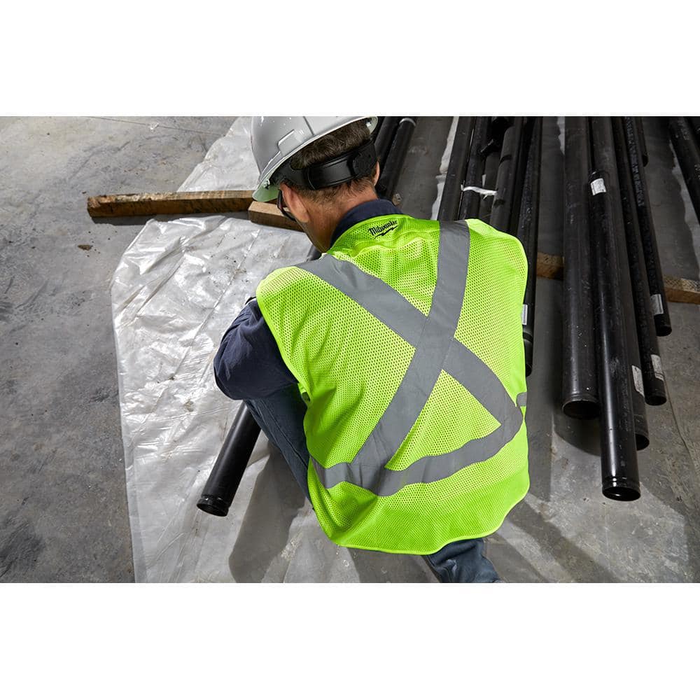 4X-Large/5X-Large Yellow Class 2-High Visibility Safety Vest with 10-Pockets - Hercitys