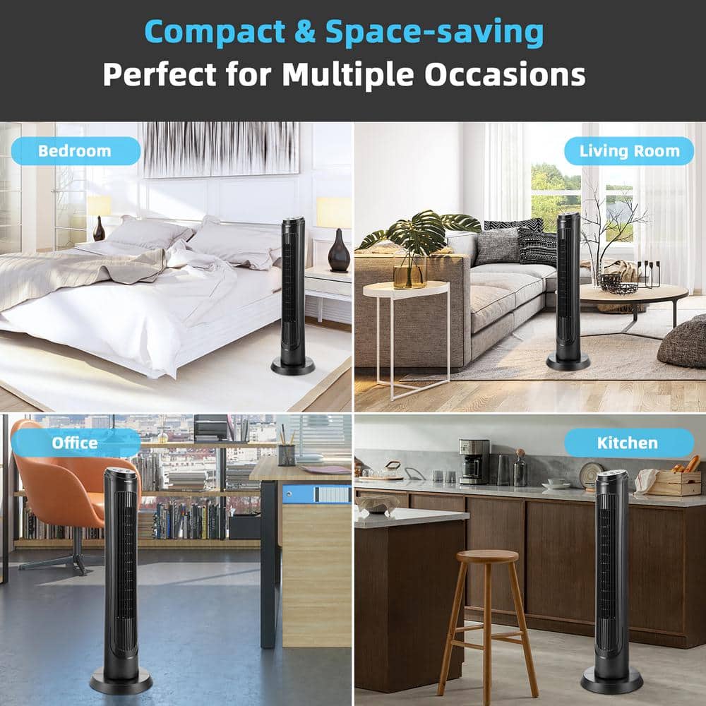 11.5 in. Tower Fan with Remote 75-Degree Oscillating Fan with 3 Wind Modes and 4 Wind Speeds - Hercitys