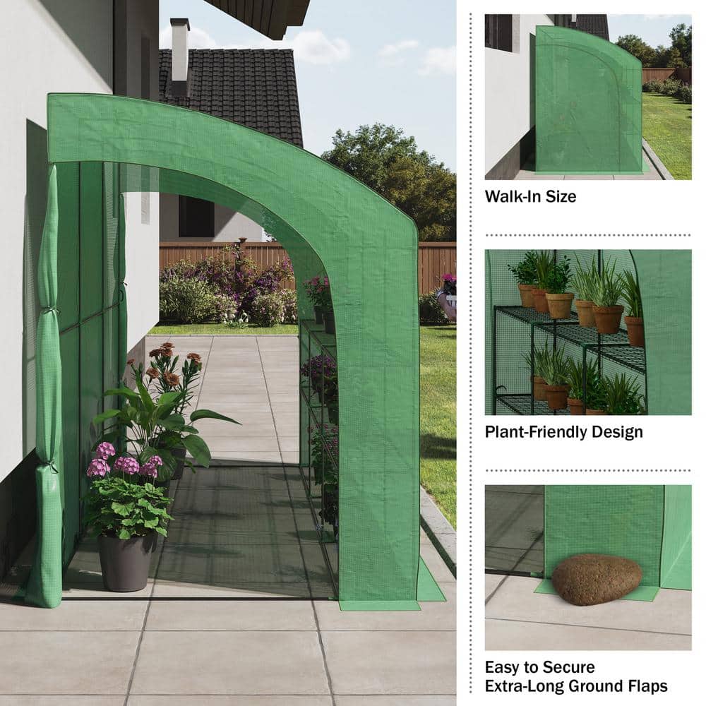 10 ft. x 5 ft. x 7 ft. Lean To Greenhouse, Green - Hercitys