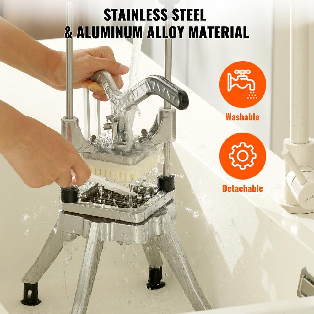 4-Blade Commercial Choppe Stainless Steel Potato Dicer, Slicer French Fry Cutter Multi-Function Vegetable, Fruit Chopper - Hercitys