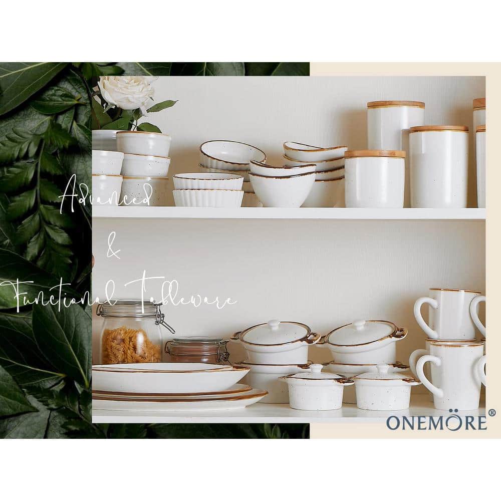 4-Piece Ceramic Small Casserole Dish Set of 4 Handles for Baking Creme Brule Soup, Creamy White - Hercitys