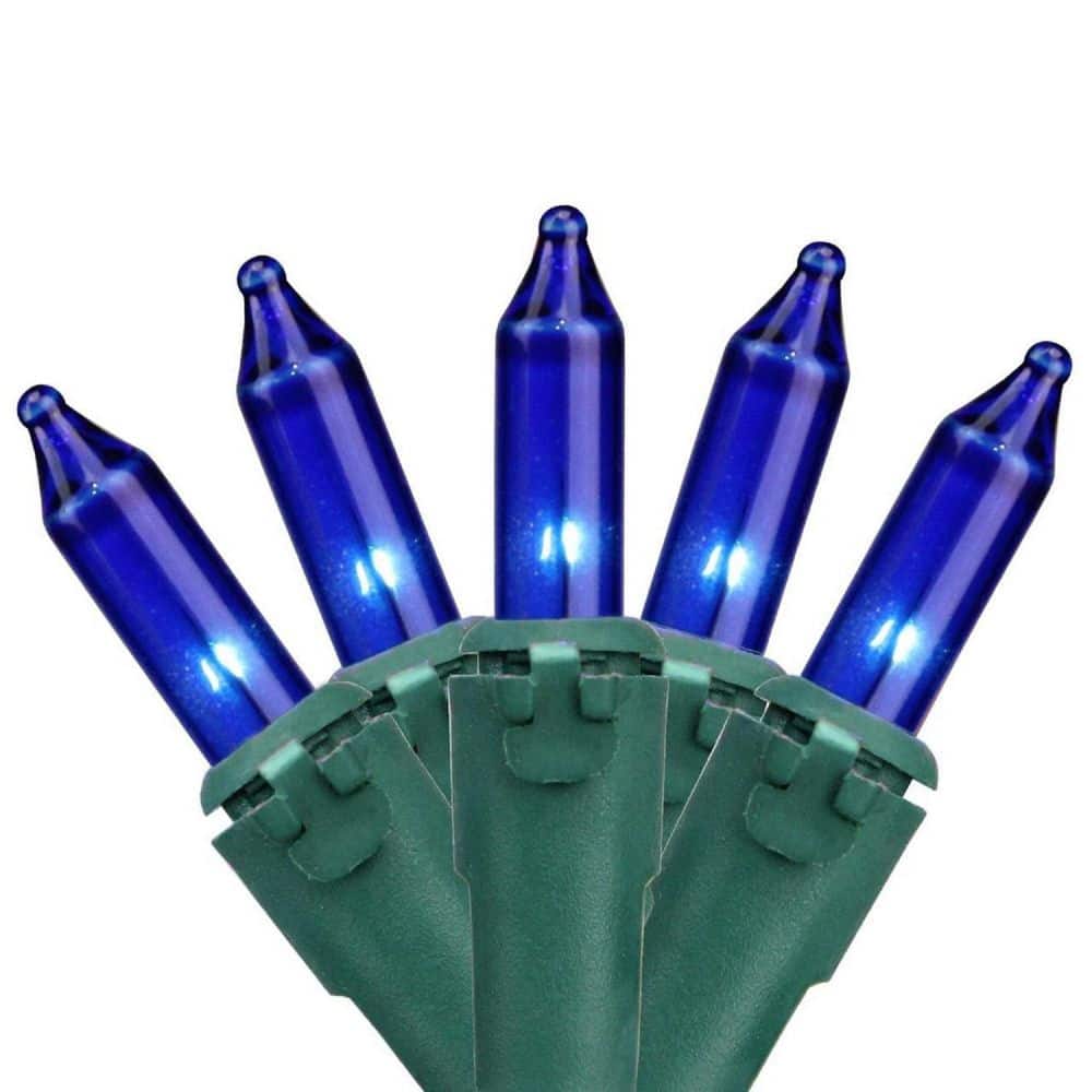 31.25 ft. Green Wire Blue Mini Christmas Light Set (150-Count) - Hercitys