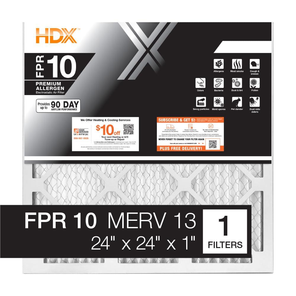 24 in. x 24 in. x 1 in. Premium Pleated Air Filter FPR 10, MERV 13 - Hercitys