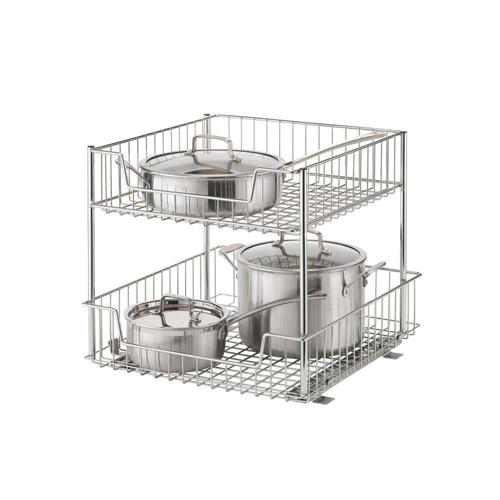 2-Tier Large Sliding Drawer in Chrome - Hercitys