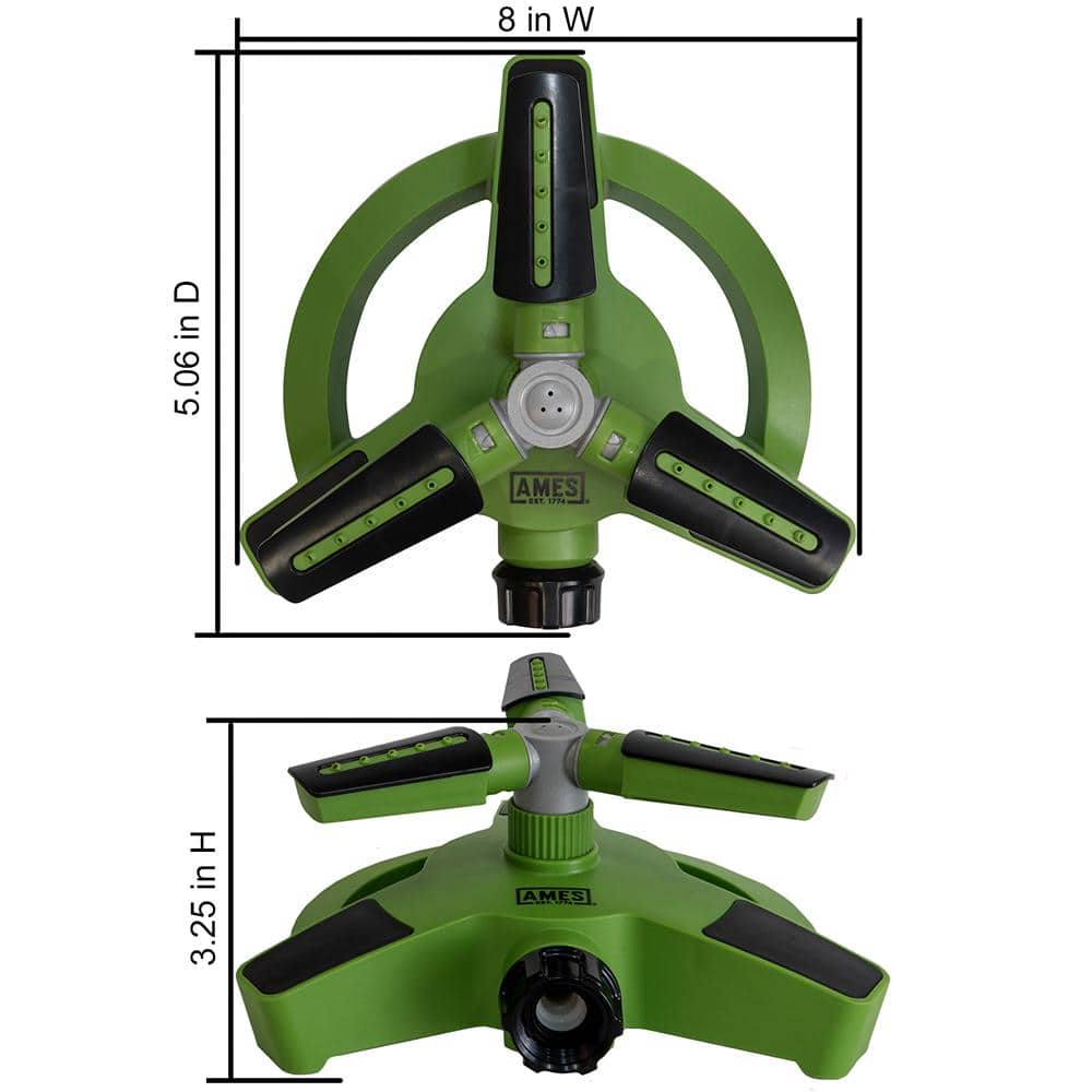 3-Piece Revolving Sprinkler Set with 2 Pulsating Spike Style and one 3-Arm Rotating Sprinkler System - Hercitys