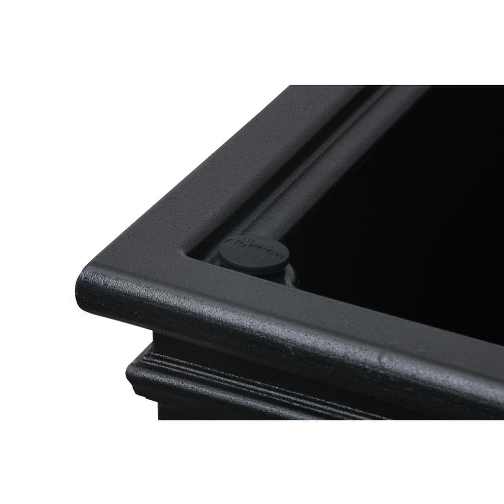 27 in. H x 14 in. W Black Covington Plastic Self-Watering Planter with Tall Square Taper - Hercitys