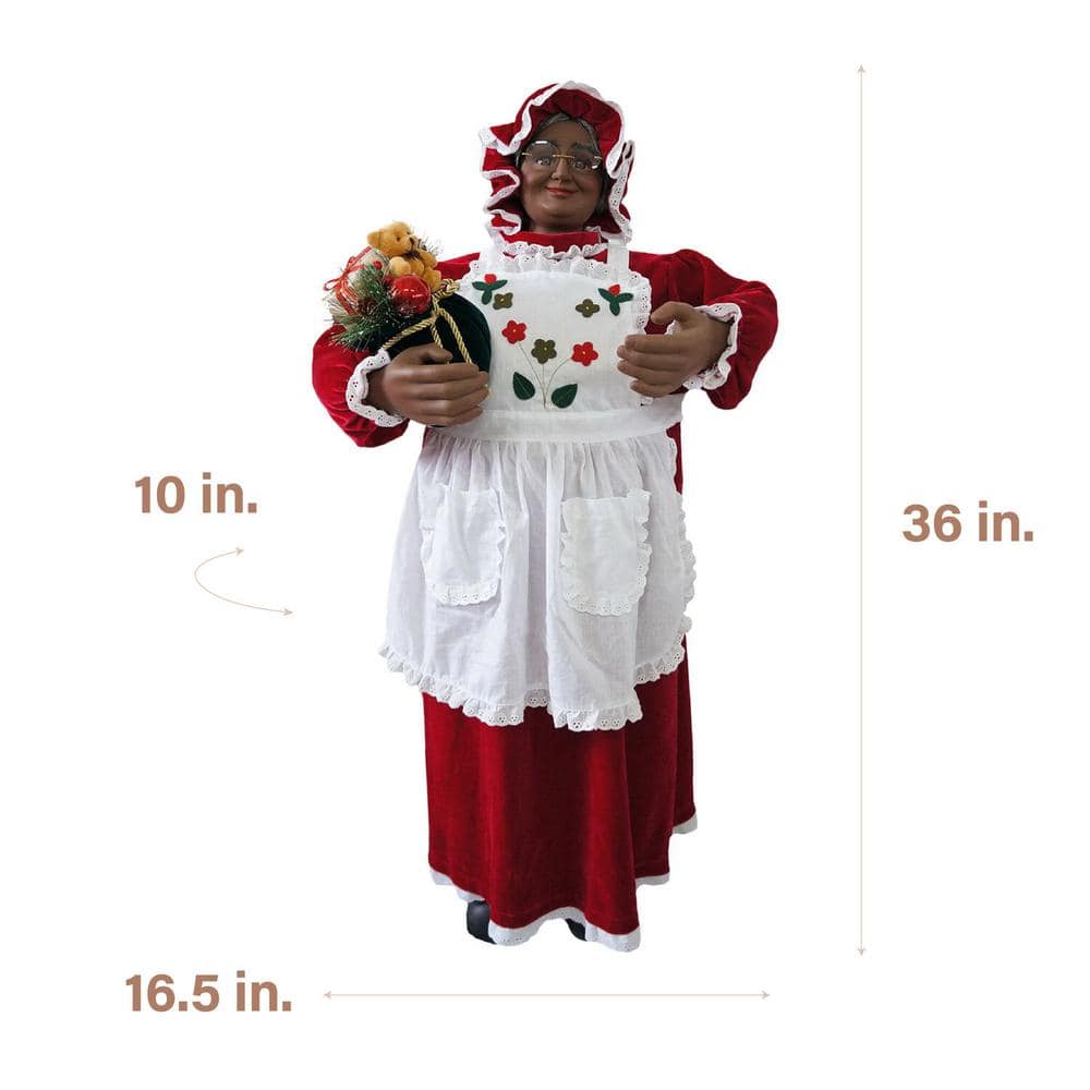 36 in. Music and Motion Mrs. Claus with Apron, Standing Decor, Christmas Animatronic - Hercitys
