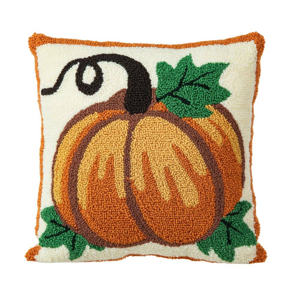 14 in. H Fall Hooked Pumpkin Pillow - Hercitys