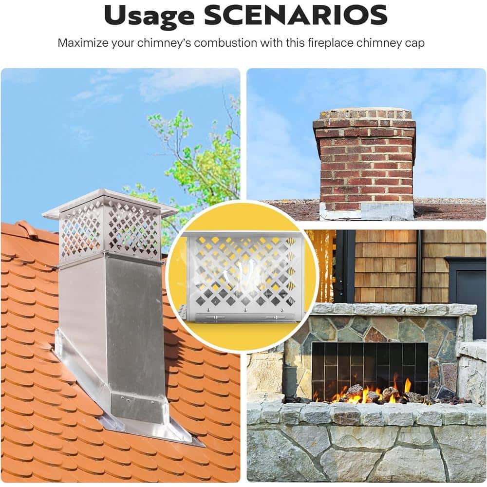 13 in. x 13 in. Square Adjustable Mesh Chimney Cap in Stainless Steel - Hercitys