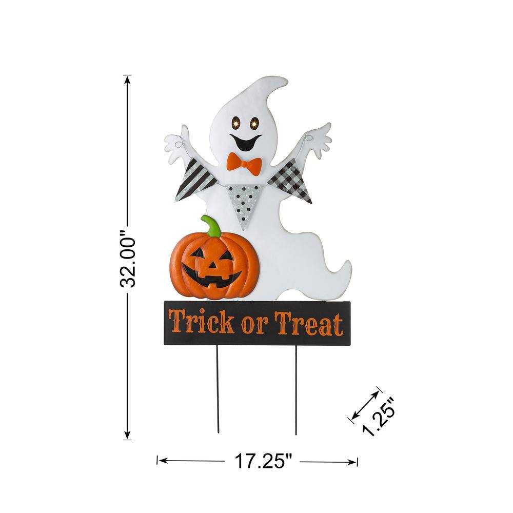32 in. H Lighted Halloween Metal Ghost Yard Stake - Hercitys