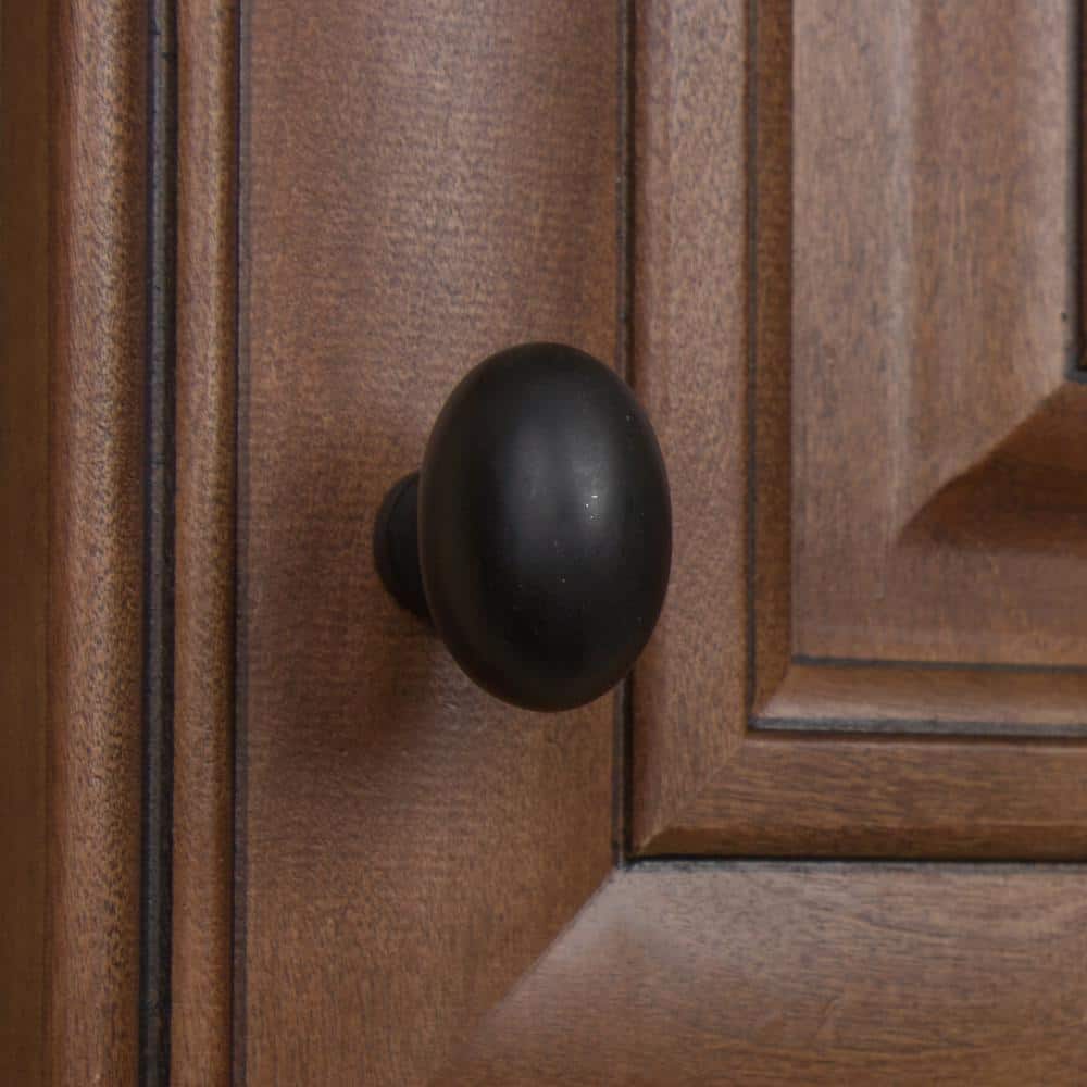 1-1/8 in. Dia Matte Black Classic Oval Cabinet Knob (10-Pack) - Hercitys
