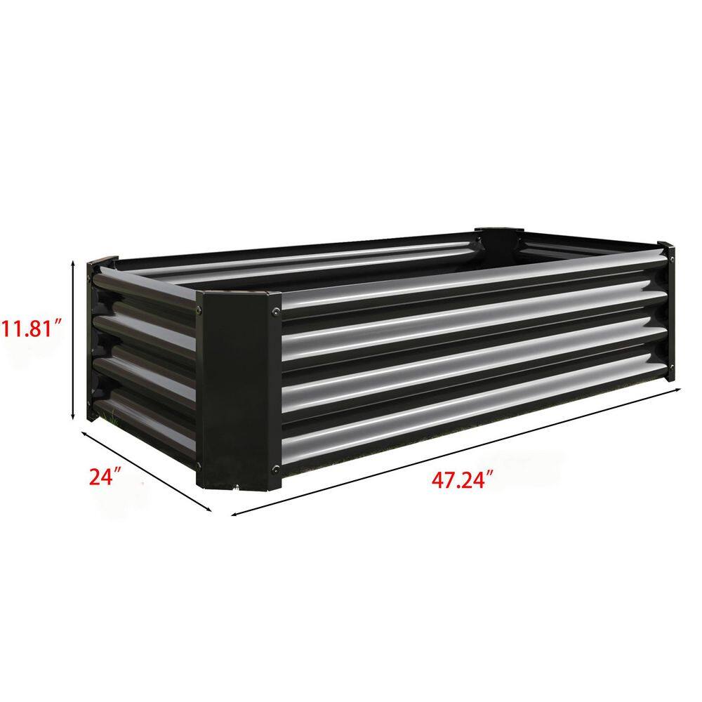 47.24 in. x 24 in. x 11. 81 in. Rectangle Metal Raised Garden Bed in Black - Hercitys