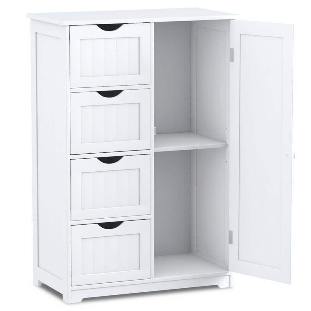 22 in.W x 32 in.H x 12 in.D 4-Gauge 2-Shelves Wooden Freestanding Cabinet in White - Hercitys