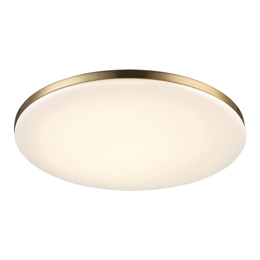 13 in. Brass Integrated LED Semi-Flush Mount Ceiling Light with Acrylic Shade - Hercitys