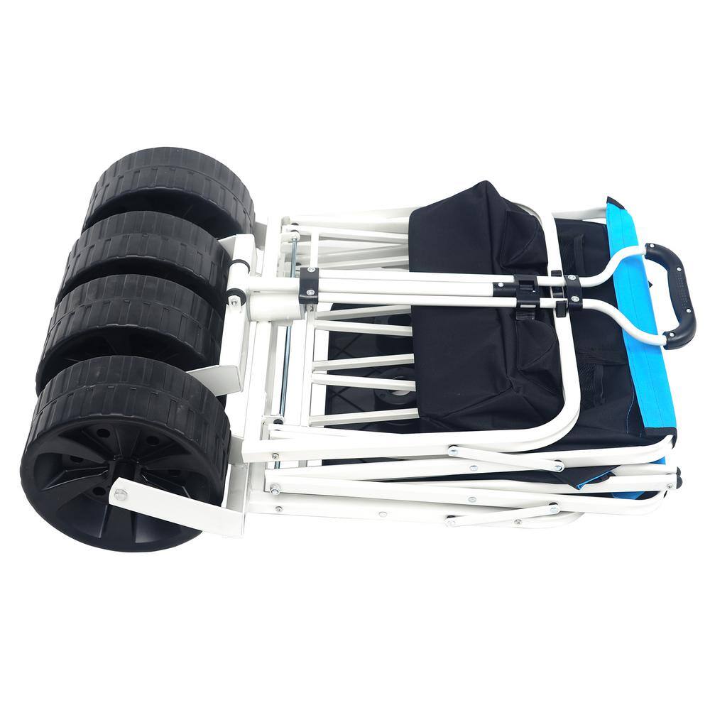 3.85 cu. ft. Black Blue White Metal Folding Garden Cart with Adjustable Hands - Hercitys