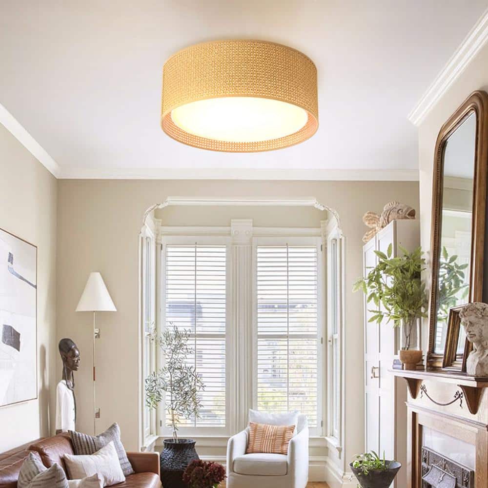 20 in. 5-Light Drum Flush Mount, Sepia Finish - Hercitys