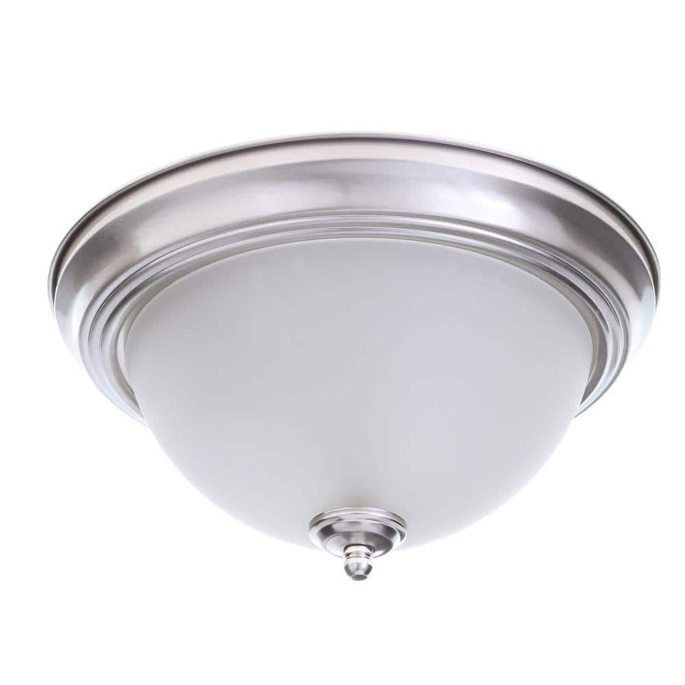 13 in. 2-Light Brushed Nickel Flush Mount - Hercitys