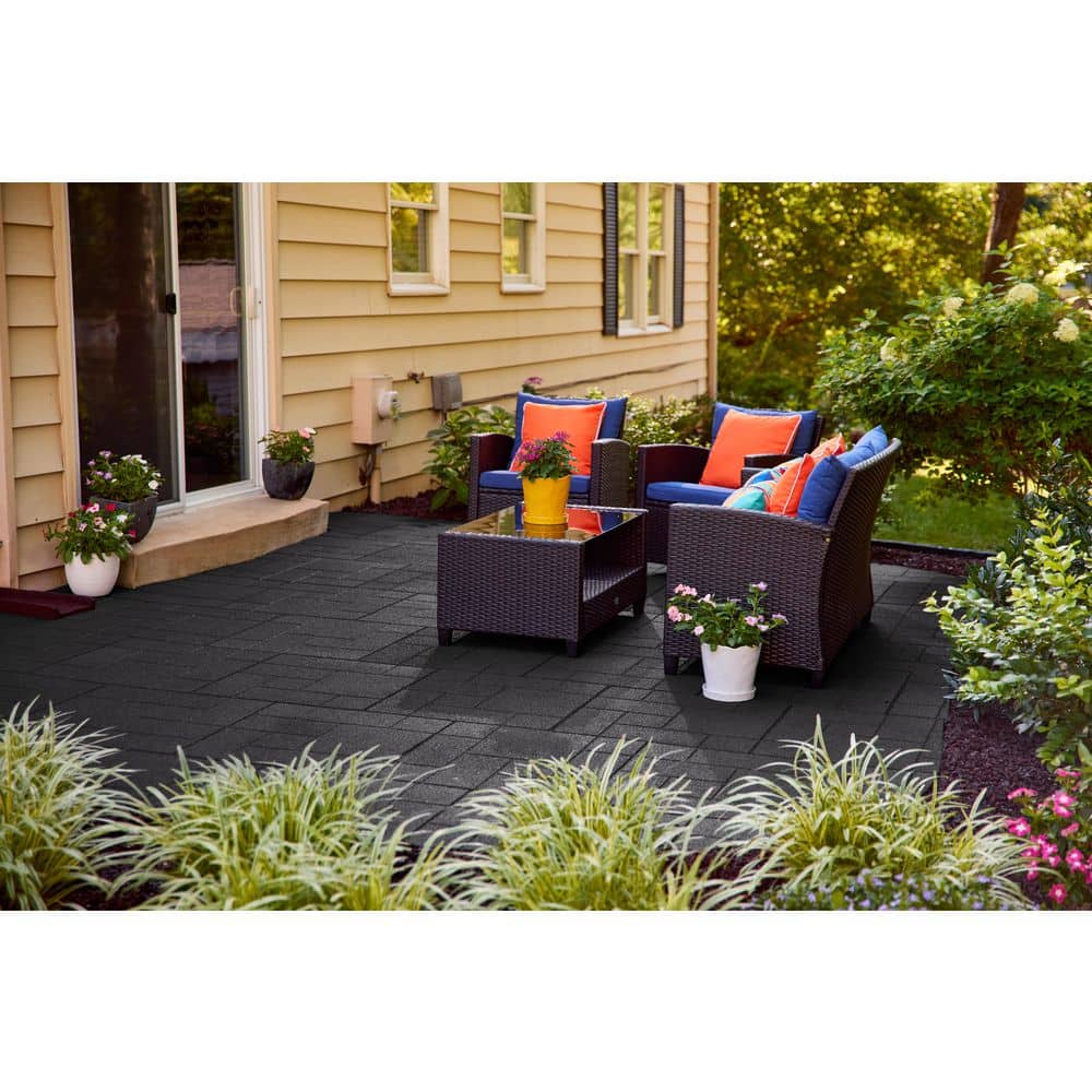 24 in. x 24 in. x 5/8 in. Black Dual-Sided Rubber Paver (4-Pack) - Hercitys