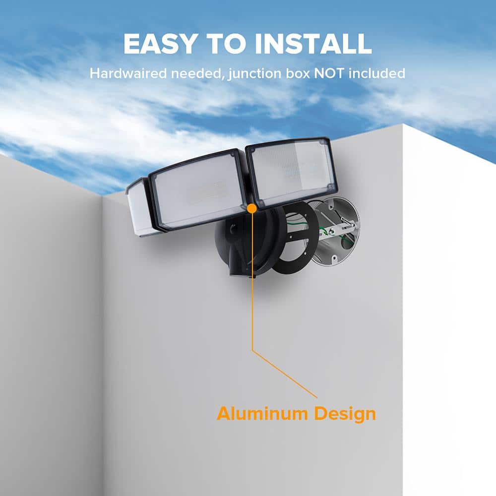 287 Watt Equivalent 5200 Lumen 180 Degree Black Switch Controlled Integrated LED Flood Light - Hercitys