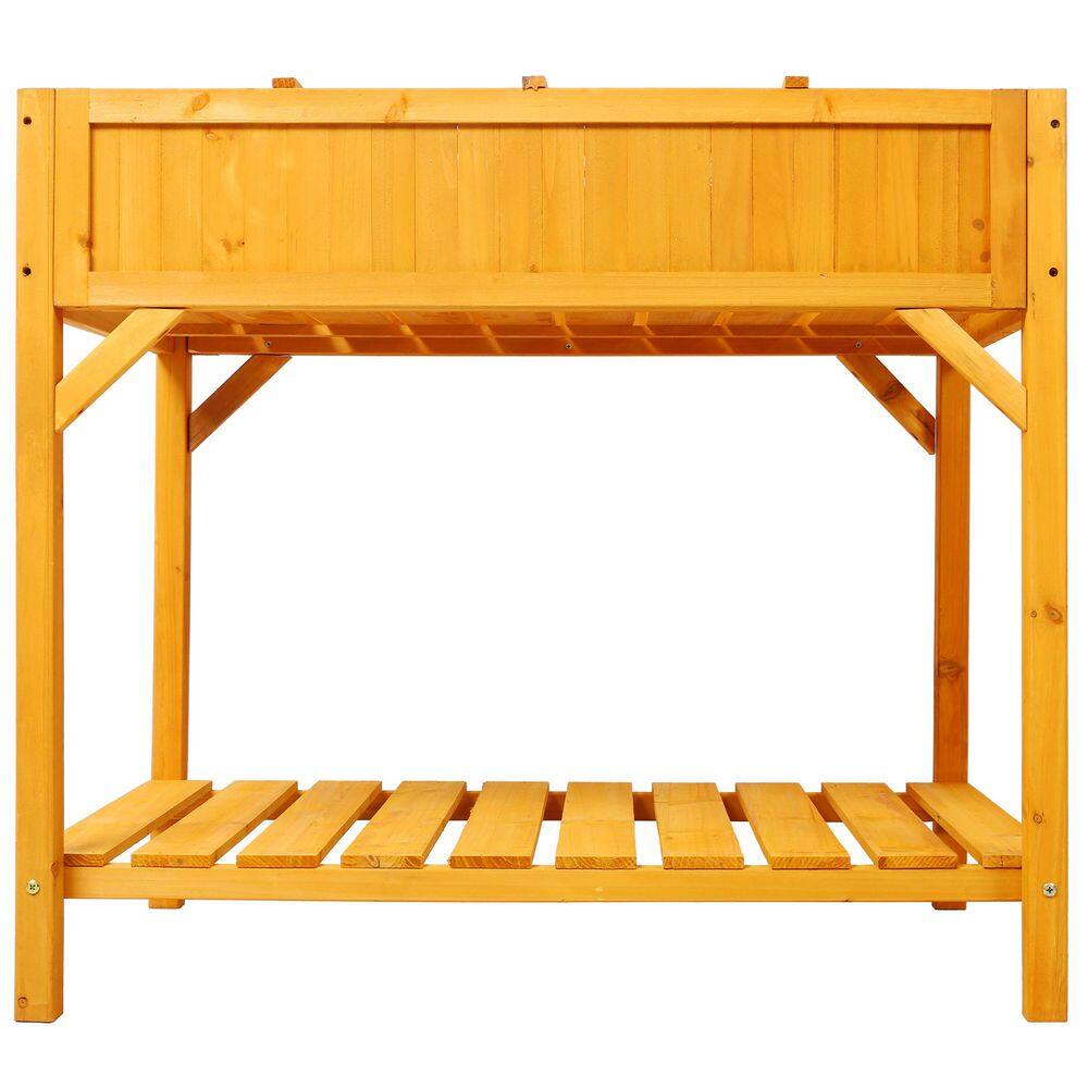 36 in. x 24.2 in. x 31.8 in. Raised Garden Bed, Wood Elevated Planter Box w/ 8 Grids Divider and Protective Liner, Brown - Hercitys