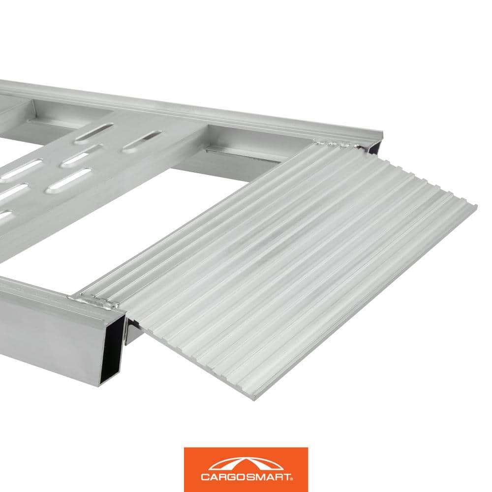 12 in. W x 78 in. L 1250 lbs. Capacity Aluminum Straight Fixed Truck Loading Ramp with Treads (Includes 2 Ramps) - Hercitys