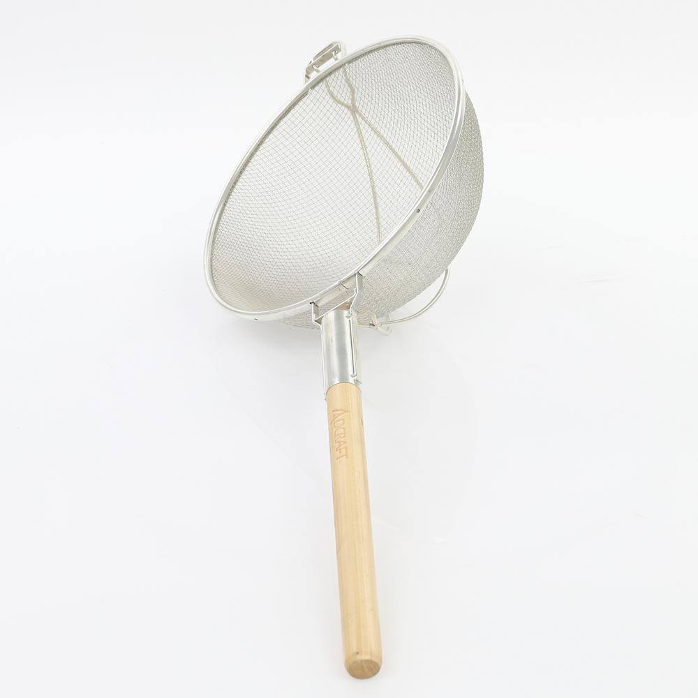 14 in. Commercial Premium Tinned Double-Mesh Steel Strainer - Hercitys