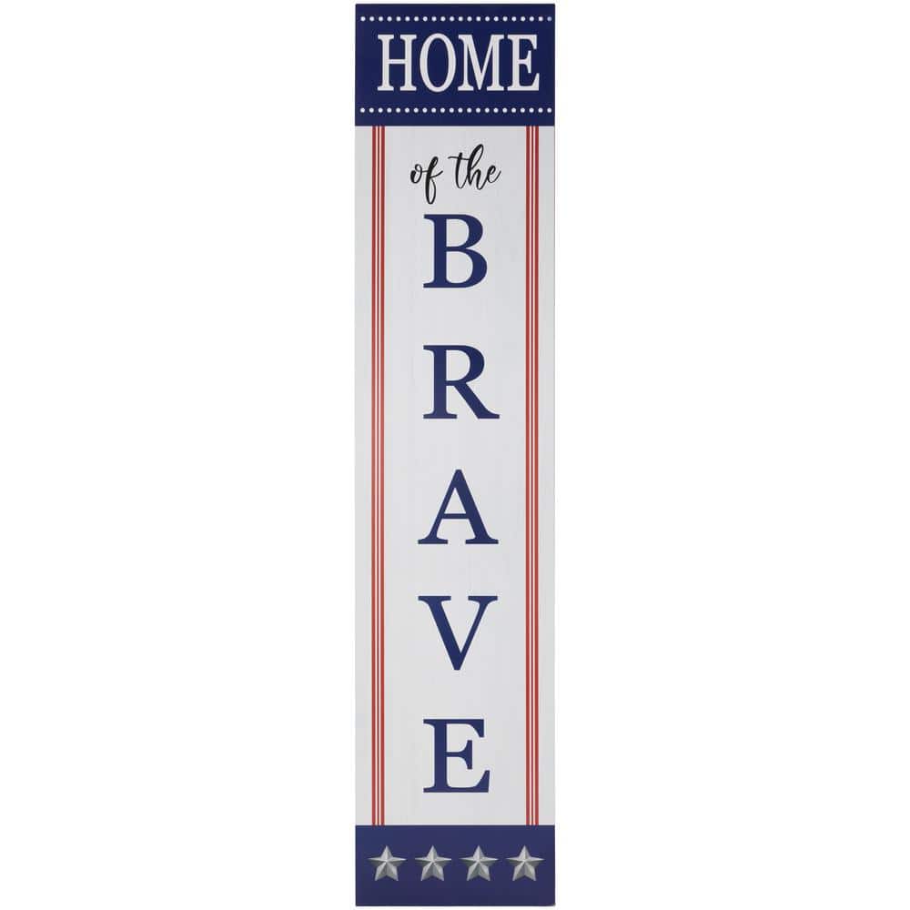 36 in. Home of the Brave Patriotic Wooden Porch Board Sign Decoration - Hercitys