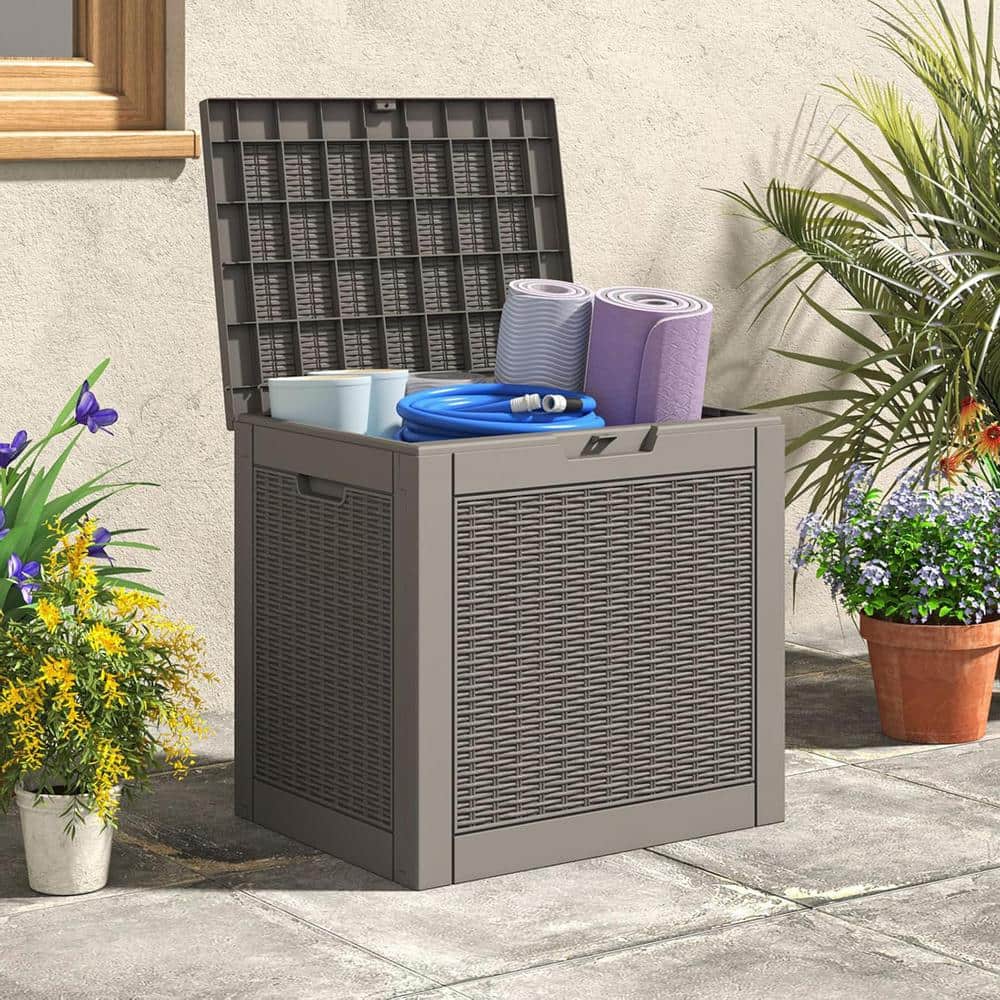 31 Gal. Grey Resin Waterproof and UV Resistant Deck Box - Hercitys