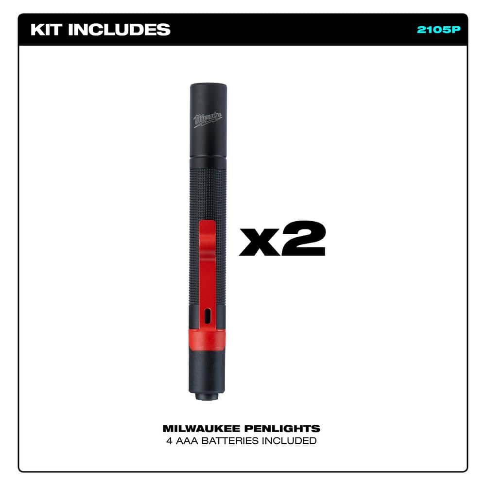 100 Lumens Aluminum Pen Light with Clip (2-Pack) - Hercitys