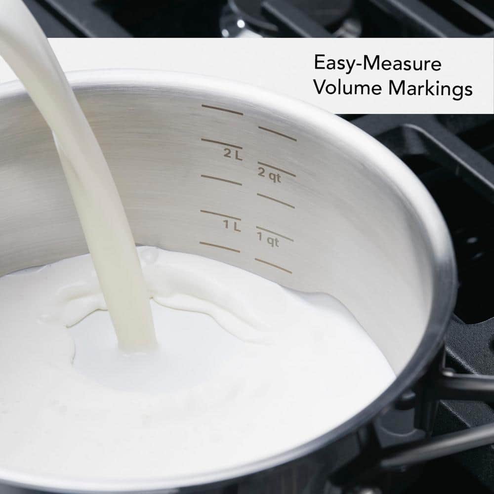 5-Ply Clad Stainless Steel 3 qt. Stainless Steel Saucepan Silver with Lid - Hercitys