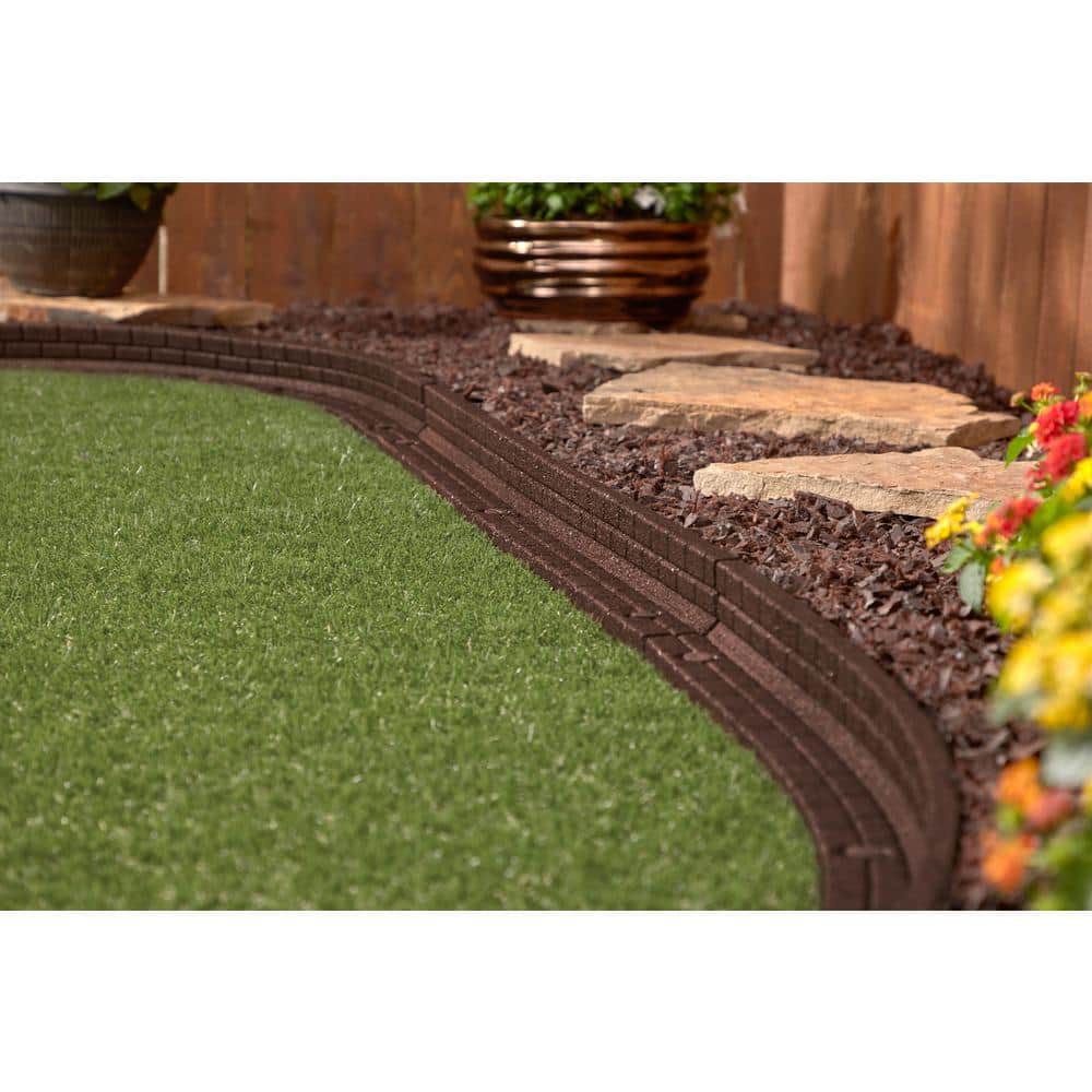 48 in. x 3 in. x 3 in. Brown Brickface Rubber Landscape Edging (6-Pack) - Hercitys