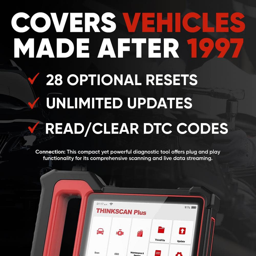 5 in. OBD2 Scanner Car Code Reader Professional Tablet Vehicle Diagnostic Scan Tool THINKSCAN PLUS S2 - Hercitys
