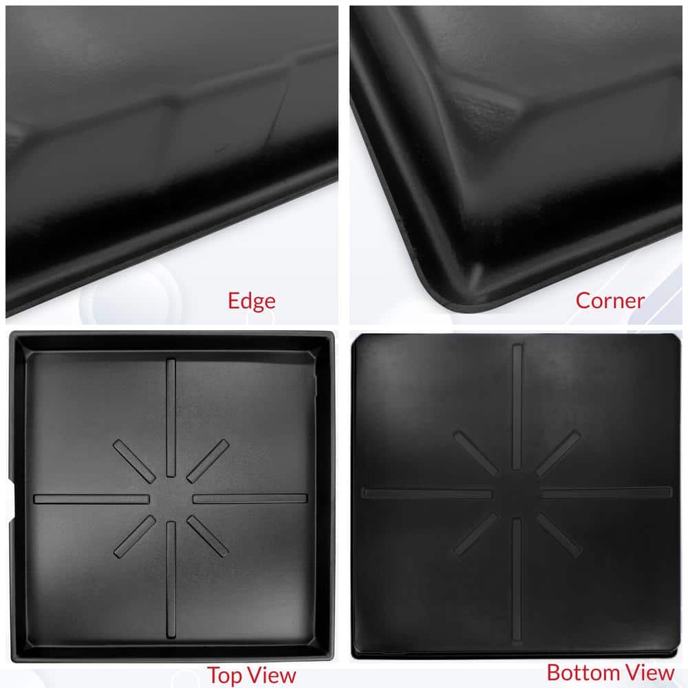 36 in. x 36 in. Heavy Duty Plastic HVAC Condensate Drain Pan with Drain Hose Adapter - Hercitys