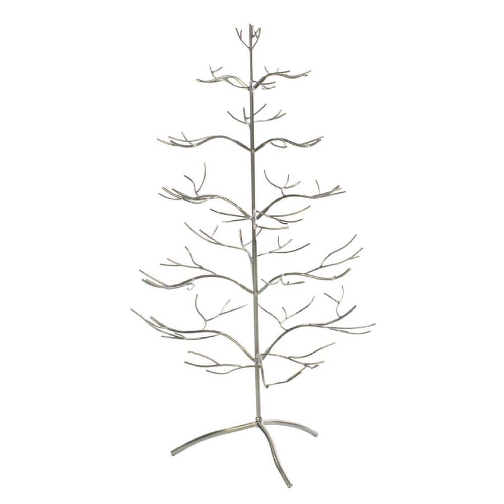 36 in. Silver Metal Ornament Tree with Hanging Branches - Hercitys