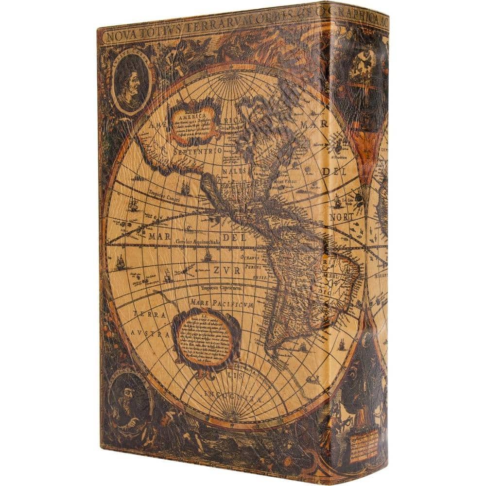 0.06 cu. ft. Antique Map Steel Book Lock Box Safe - Hercitys