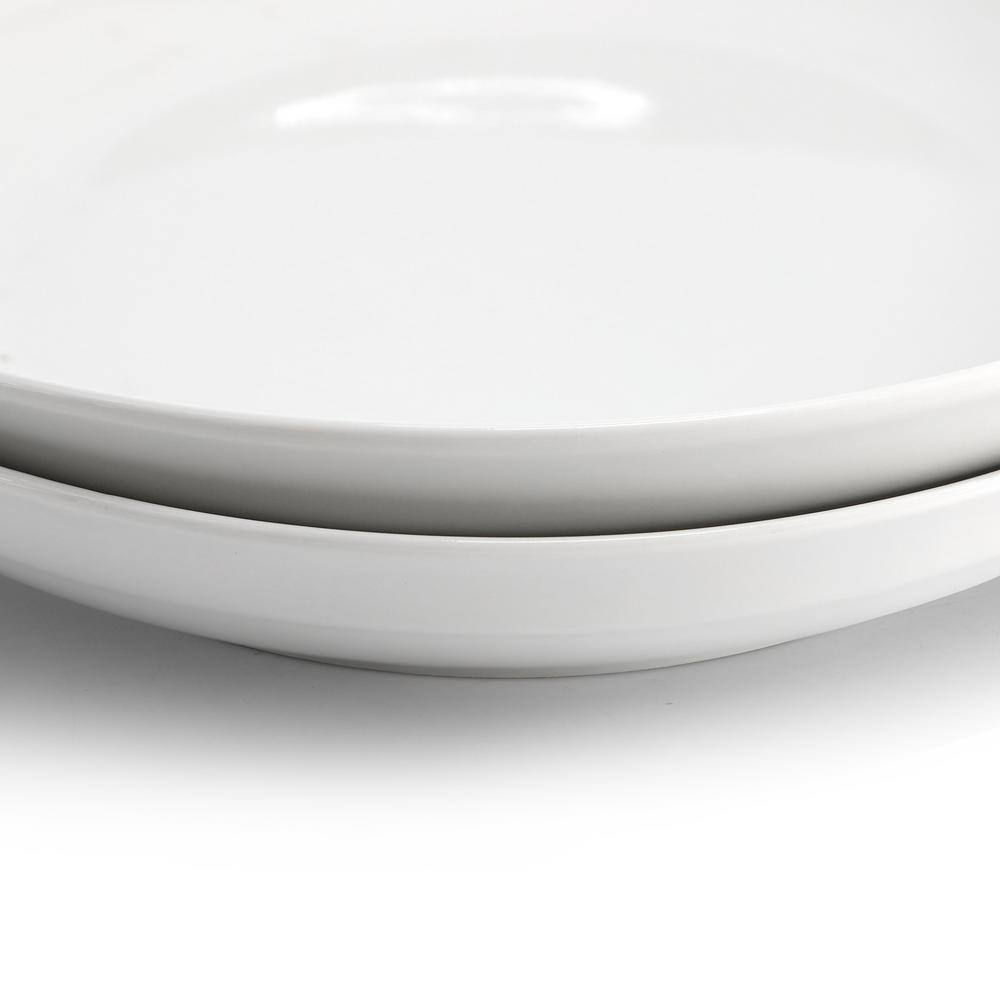 11 In. 48 fl. oz. White Round Fine Ceramic Serving Bowl Set of 2 - Hercitys