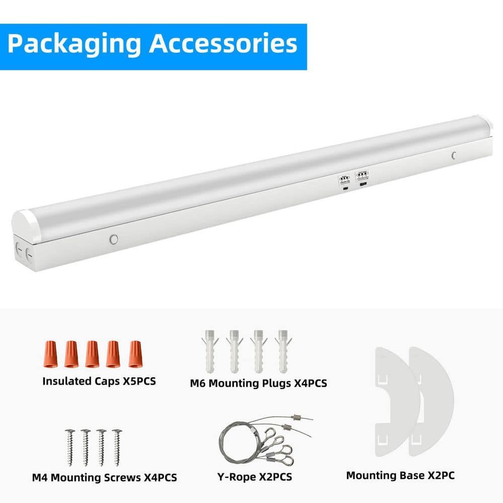 40.55 in. x 2.76 in LED Linear Light 3500K/4000K/5000k 35W/40W/45W Selectable, 5400LM Flush Mount (2-Pack) - Hercitys