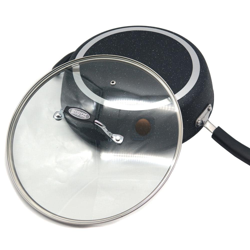 12 in. Aluminum Nonstick Deep Frying Pan in Black with Lid - Hercitys