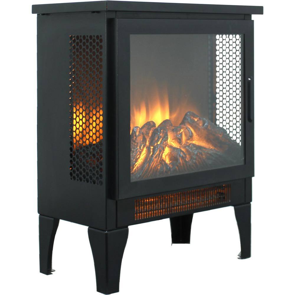 14 in. W Freestanding Infrared Electric Fireplace in Black with 3D Flame - Hercitys