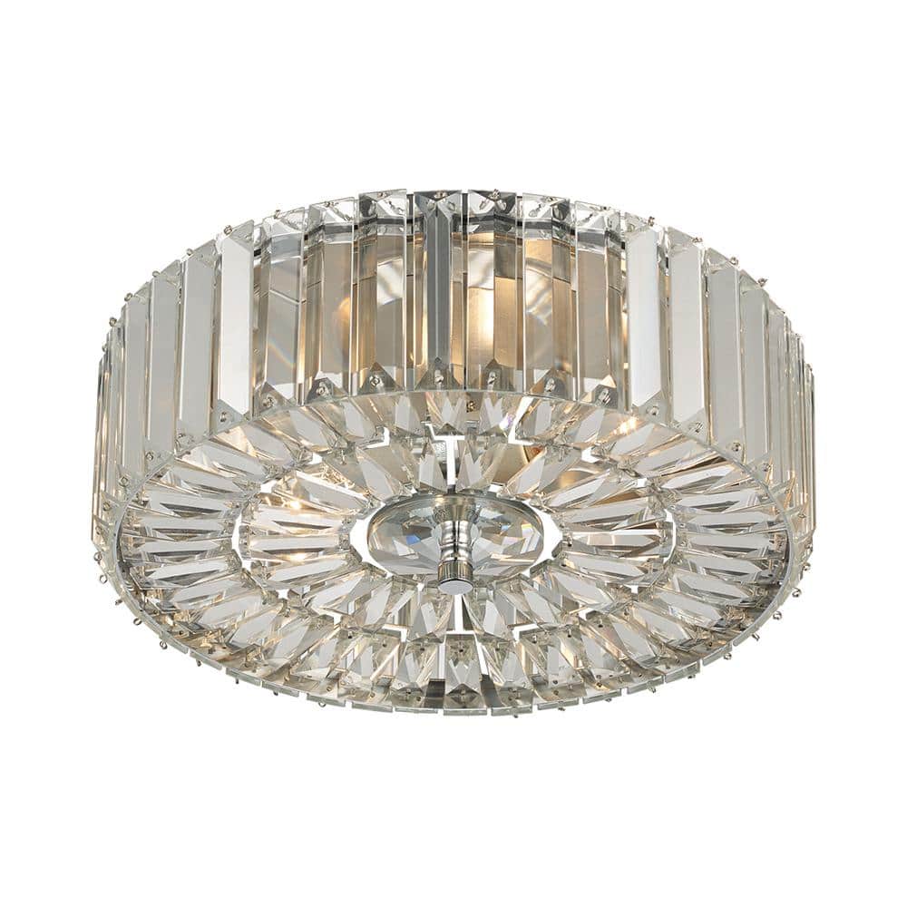 13 in. 2-Light Chrome and Crystal Flush Mount Ceiling Light - Hercitys