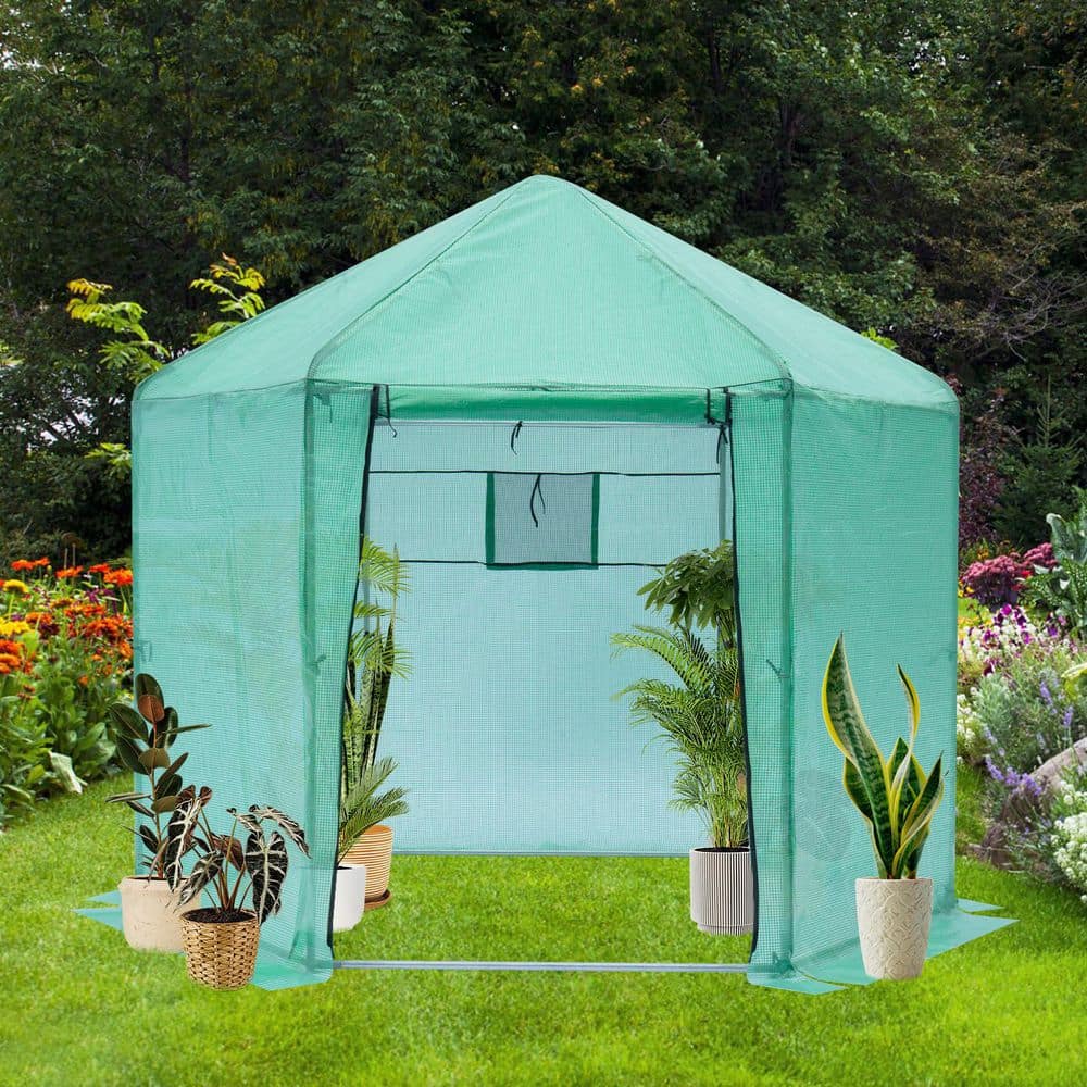110.24 in. W x 110.24 in. D x 96.85 in. H Walk-in Greenhouse Plastic Greenhouse Reinforced Thickened Waterproof - Hercitys