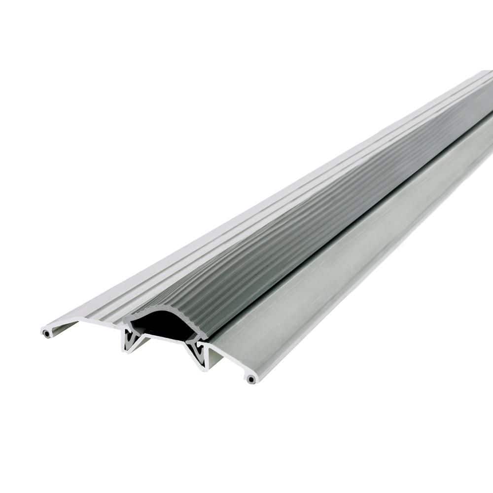 3-3/4 in. x 3/4 in. x 72 in. Silver Aluminum and Vinyl Heavy-Duty Low-Profile Threshold - Hercitys